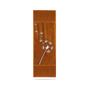 Dandelion Art Privacy Screen &quot;A Wish&quot; | Modern Metal Art | Garden Metal Panels | Large 6x2ft Fencing Panels | P616F2X6