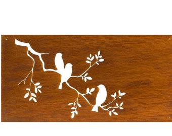 Birds Metal Privacy Screen | Branches & Leaves Metal Wall Art, Bird Decor | P607