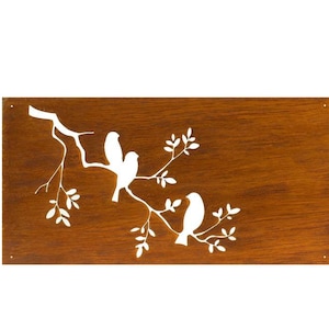 Birds Metal Privacy Screen | Branches & Leaves Metal Wall Art, Bird Decor | P607