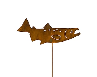 Salmon Fish Metal Pick | Metal Garden Stakes | Fishing | Garden Decor | Outdoor Decor | Fishing Gifts | Metal Fish Decor | Salmon Decor