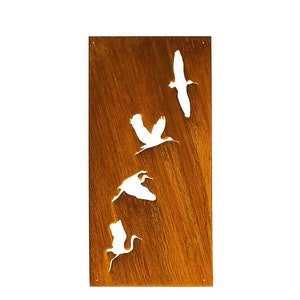 Outdoor Privacy Screen, Flying Bird Metal Wall Art, Crane, Heron Yard Art | P626