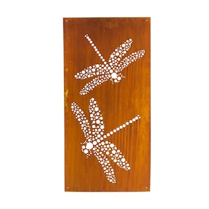 Rusted Dragonfly Metal Privacy Screen, Decorative Art Panel (2x4ft) P618