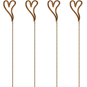 Puede incluir: Cuatro estacas de alambre marr&oacute;n id&eacute;nticas, cada una con una forma de coraz&oacute;n de estilo dibujado a mano en la parte superior. Los contornos de los corazones son asim&eacute;tricos y abiertos, conectados a un tallo vertical largo, recto y delgado.