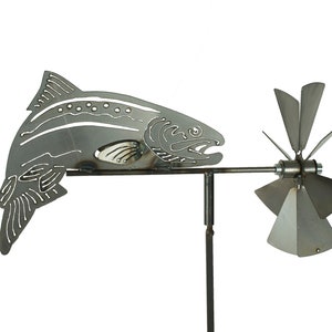 Rainbow Trout Wind Spinner, Kinetic Metal Wind Spinner, Fish Art & Decor, Garden Spinner, Pinwheel Spinner, Wind Sculpture | WS311