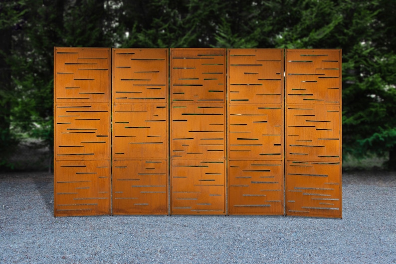 Expandable Metal Privacy Fence Panels | Outdoor Rusted Steel Screens PS546