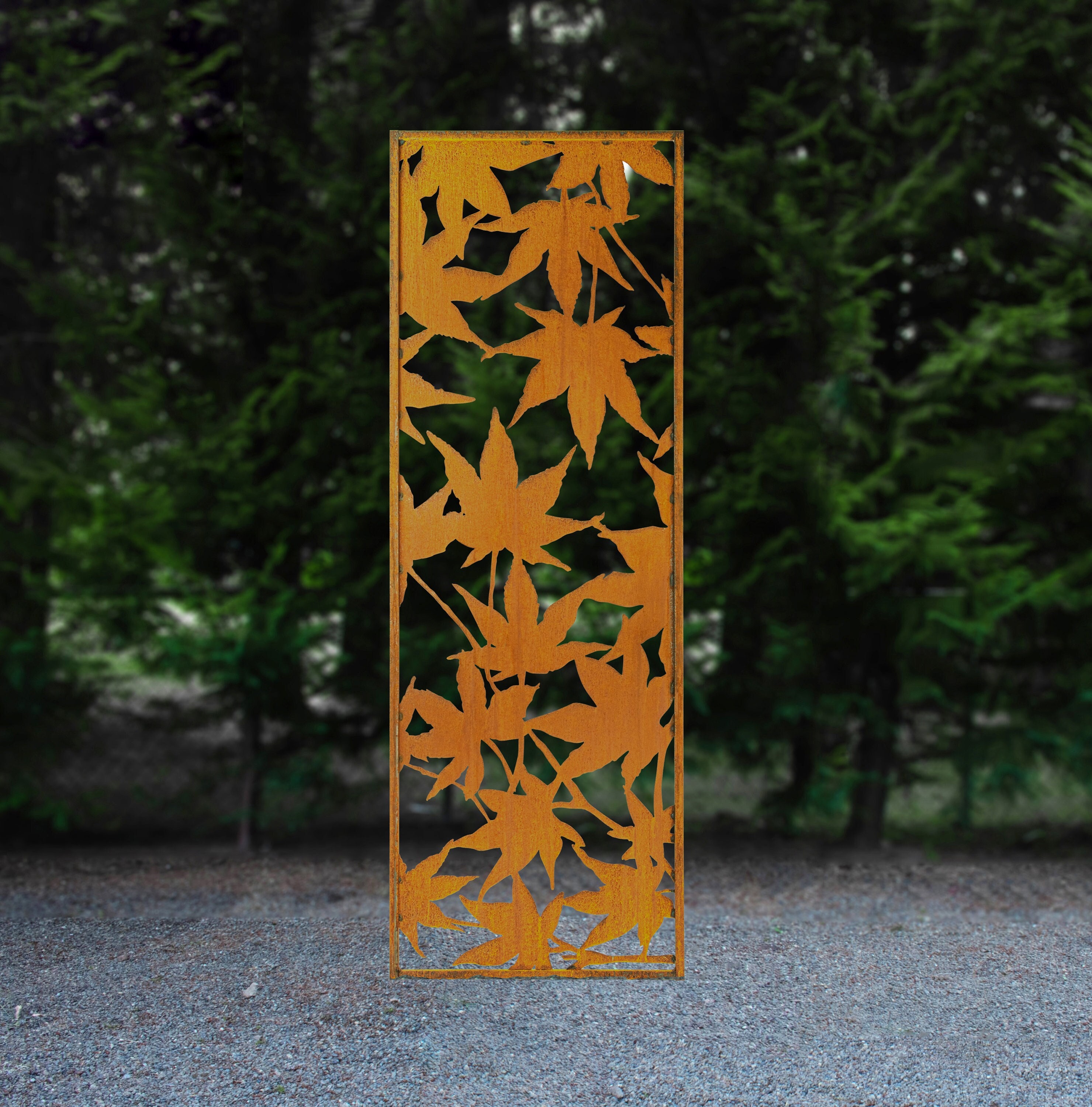 Maple Leaf Privacy Screen | Large Metal Garden Art | Metal Art For Yard & Garden | Large 6x2ft Fencing Panels | "Maple Leaves"