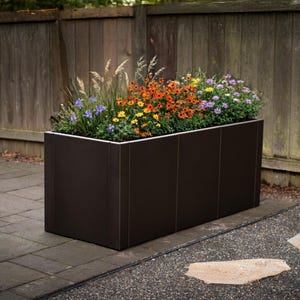 Powder Coated Steel Planter Box | Modular Raised Garden Bed | Large Outdoor Flower Planter | Modern Metal Garden Decor| Patent Pending image 1