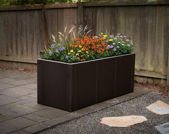 Powder Coated Steel Planter Box | Modular Raised Garden Bed | Large Outdoor Flower Planter | Modern Metal Garden Decor| Patent Pending