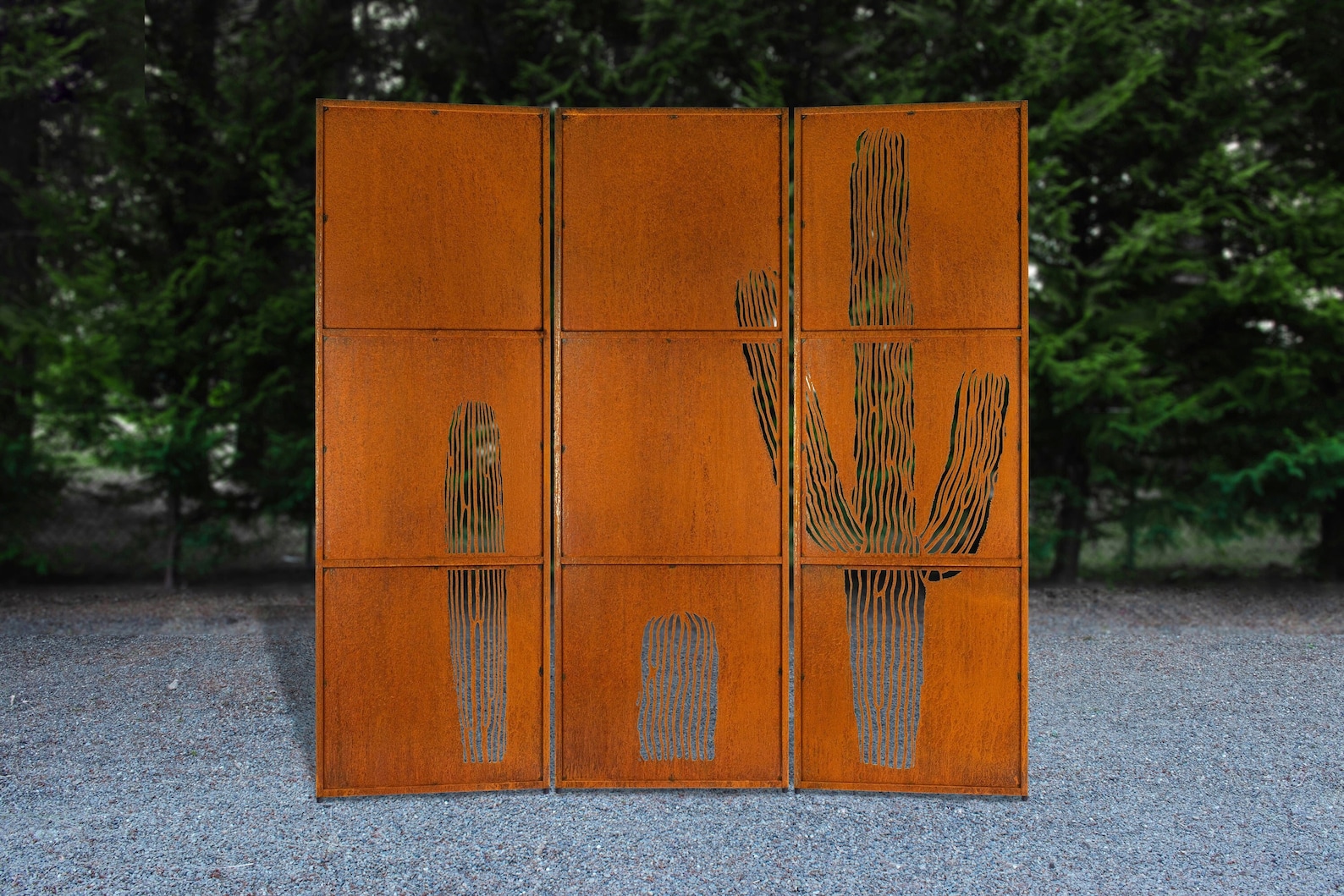 Metal Panel Crocus Saguaro Cactus Metal Panels | Desert Landscape Privacy & Garden Art ...