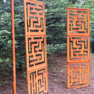 Maze Pattern Metal Privacy Screen, Garden Art Panel (72x24.5) PS506 画像 4