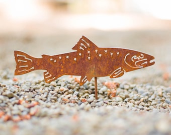 Rainbow Trout Stake |  Small Metal Fish Garden Stakes | GP185S