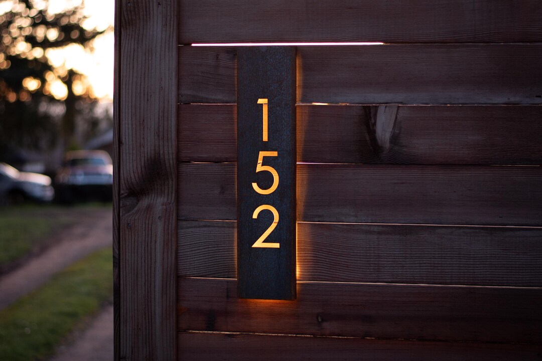 Steel Address Sign Modern Corten Steel Address Sign | 5.5x24 House Number Sign | Rusted ...