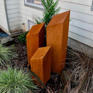Architectural Garden Art Columns, Metal Garden Decor, Rusty Garden Decor, Landscaping Art, Garden Ideas. Metal Garden Art | C401