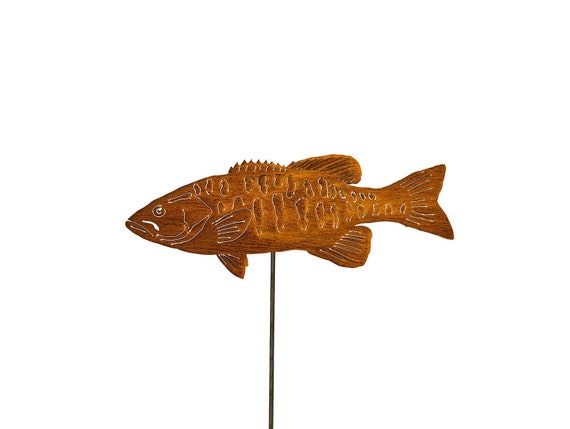 Bass Fish Garden Stake | Fish Yard Art| Fish Garden Art | Fish Lawn Art |  Pond Decor | GP181