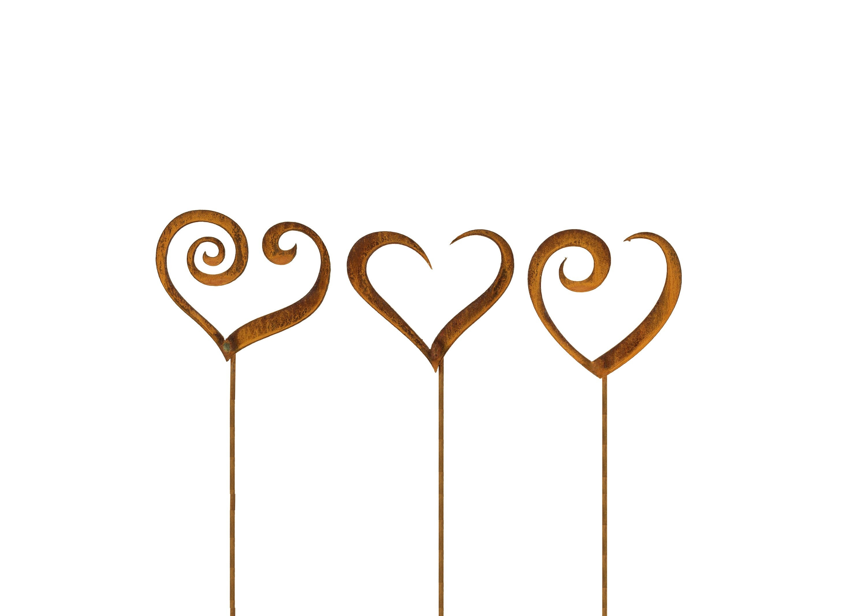 Metal Hearts Set of 3, Metal Heart Garden Stakes, Heart Shaped Decor, for Container Planter Patio Art