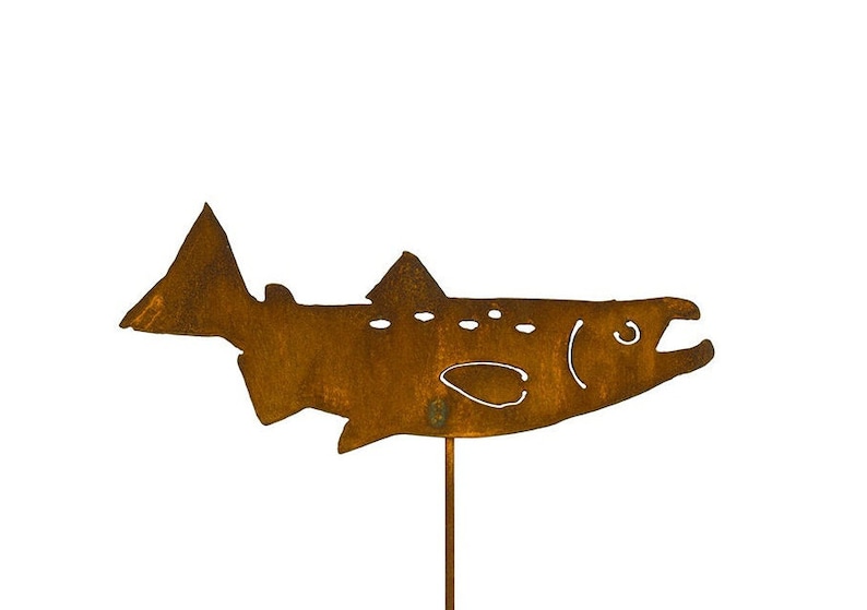 Metal Fish Garden Stakes Metal Art Fish Rock Garden Decor Etsy