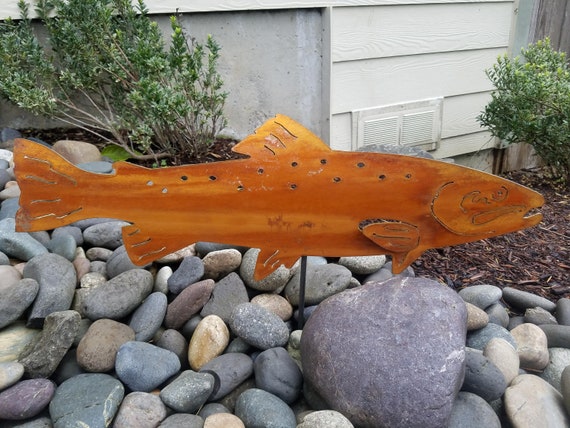 Rainbow Trout Fish Stake Outdoor Garden Art Yard Art for Cabin, Creek,  Lawn, River, or Pond Metal Art Collections GP185 -  Canada