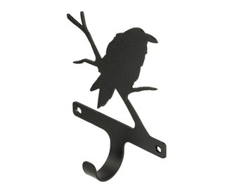 Bird Hook, Metal Art Hooks, Raven Bird Décor, Towel Hooks, Coat Hooks, Key Hooks, Garden Décor | WH913