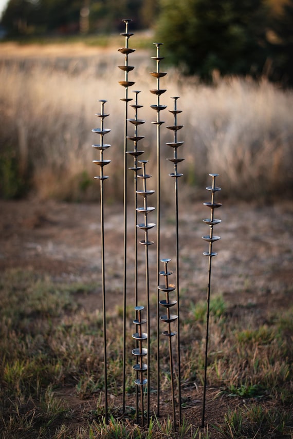 Metal Flowers Garden Decor, Metal Sculpture Garden Stakes, Flower Garden Art, Garden Gift Set