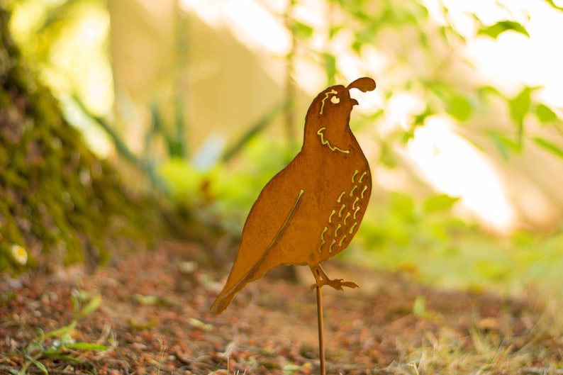 California Quail Garden Stake Metal Quail For Garden Etsy