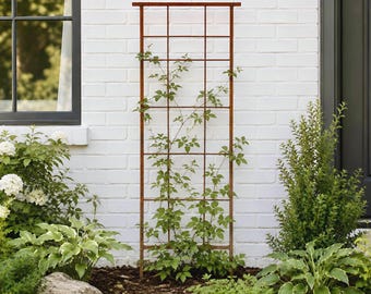 Heavy Duty Rusty Metal Garden Trellis, 72"x20" (Top is 24")   Plant Support | T703-S