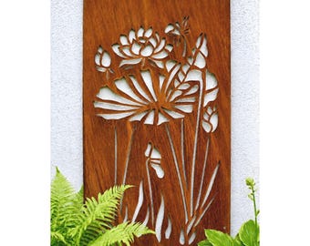 Large Metal Flowers, Privacy Screen | Flowers Metal Wall Art | Decorative Metal Panels | P617