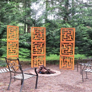 Maze Pattern Metal Privacy Screen, Garden Art Panel (72x24.5) PS506 画像 3