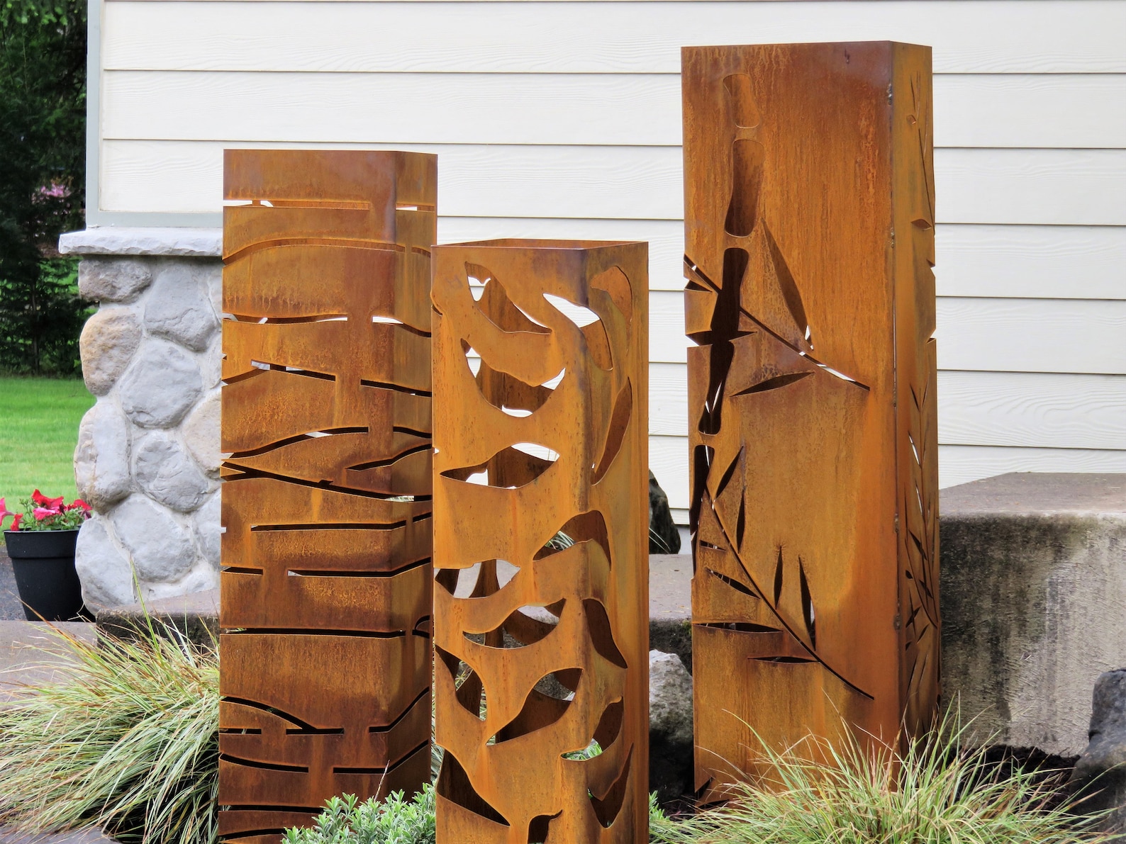 Garden Columns Landscape Design Bamboo Planter Lighting | Etsy UK