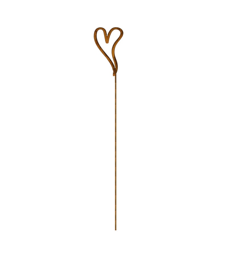 Puede incluir: Una varilla fina y marr&oacute;n, similar a un alambre, que presenta una forma de coraz&oacute;n estilizada de contorno abierto en la parte superior. La estructura consiste en una larga varilla vertical recta que termina en una silueta de coraz&oacute;n.