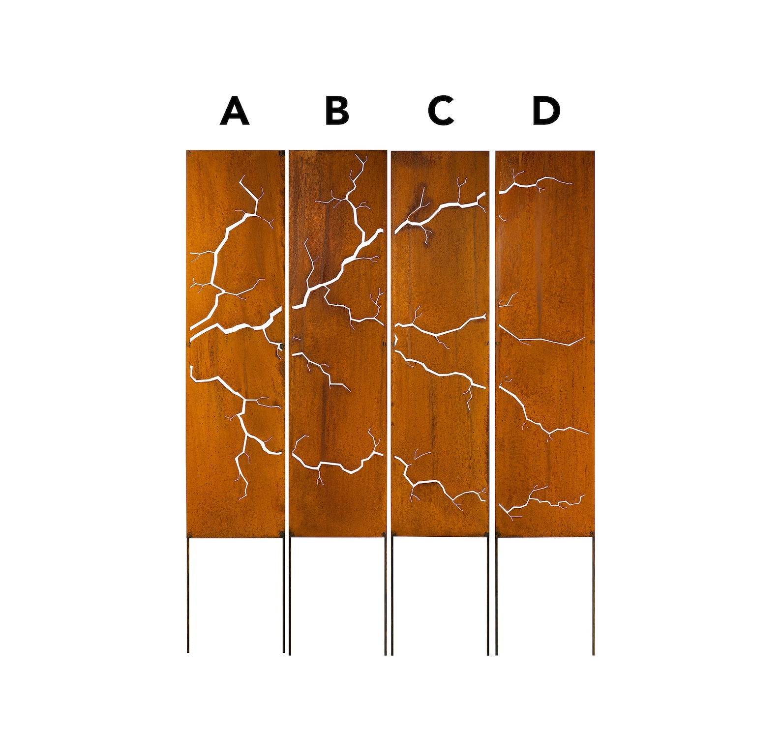 Fractured Rusty Steel Privacy Screen, Garden Art Panel, 12x48" - Etsy