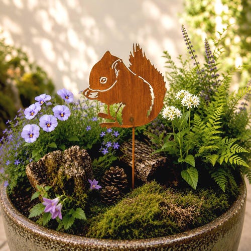 Cute Squirrel Garden Stake | Woodland Yard Art | Squirrel Gift GP160
