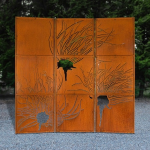 Apache Plum Metal Panel Set | Desert Flower Garden & Patio Art PS534