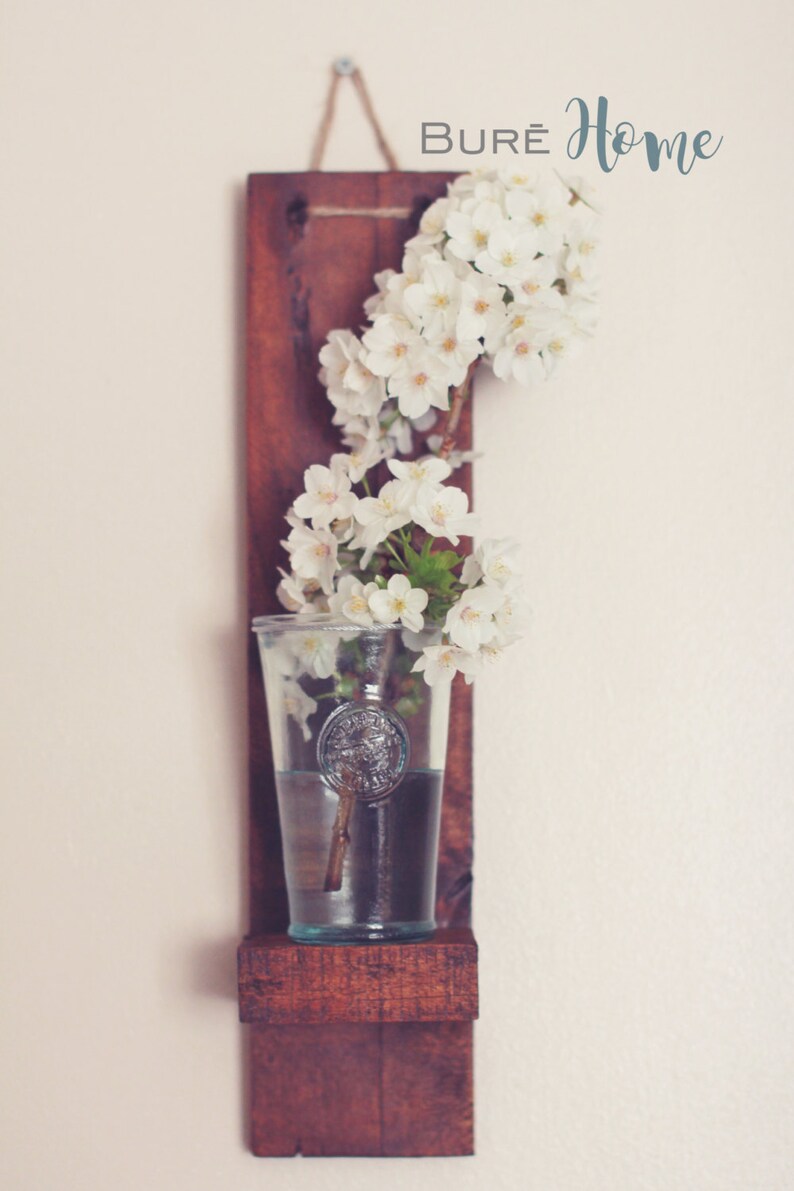 Reclaimed Wood Wall Shelf Flower Vase. Hand Made. Etsy