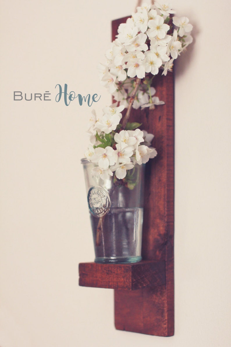 Reclaimed Wood Wall Shelf Flower Vase. Hand Made. Etsy