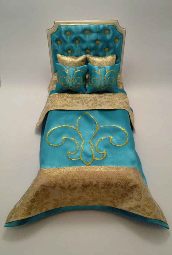 Barbie Bed Dollhouse Bed Upholstered Bed Bed For Barbie Furniture For Doll Furniture For Barbie Bedroom Set Doll Sofa