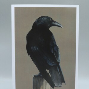 Carte de vœux vierge Black Crow, Oiseaux de proie, Paysage de landes, Artiste Jabore