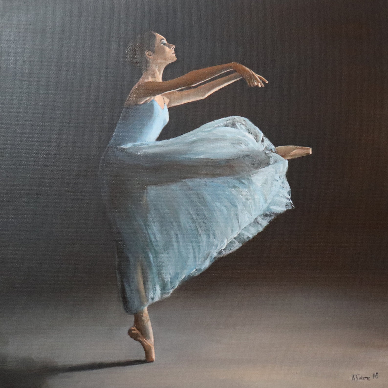 movement, portrait of a dancer, ballet, ballerina, young woman painting, original artwork, not print, nutcracker