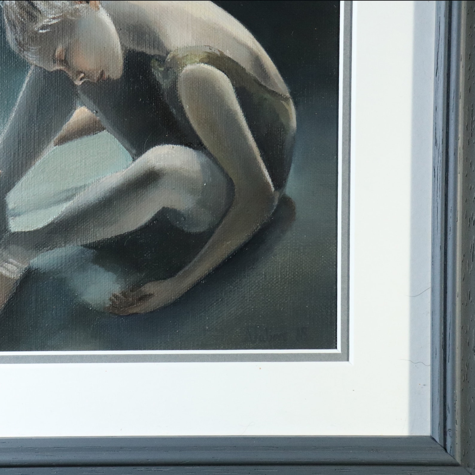 days end, exhausted ballerina, young dancer painting. ballet artwork, not print, original art by alex jabore