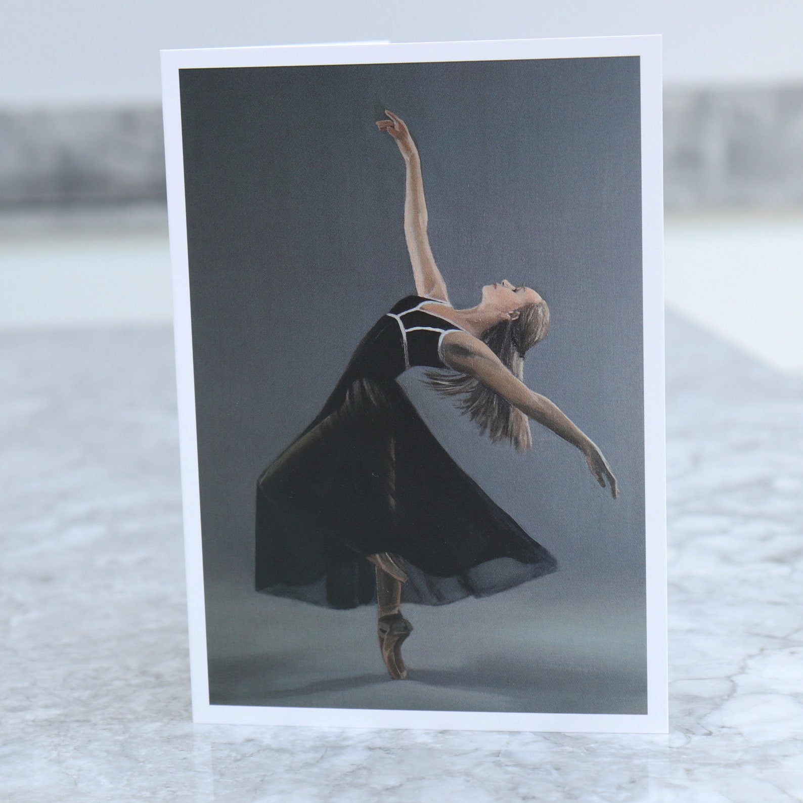 ballet pirouette on pointe, dancer artwork print / birthday cards, christmas art prints based on original artwork uk artist alex
