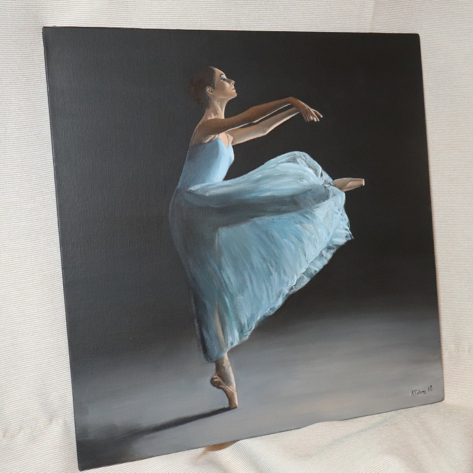 movement, portrait of a dancer, ballet, ballerina, young woman painting, original artwork, not print, nutcracker