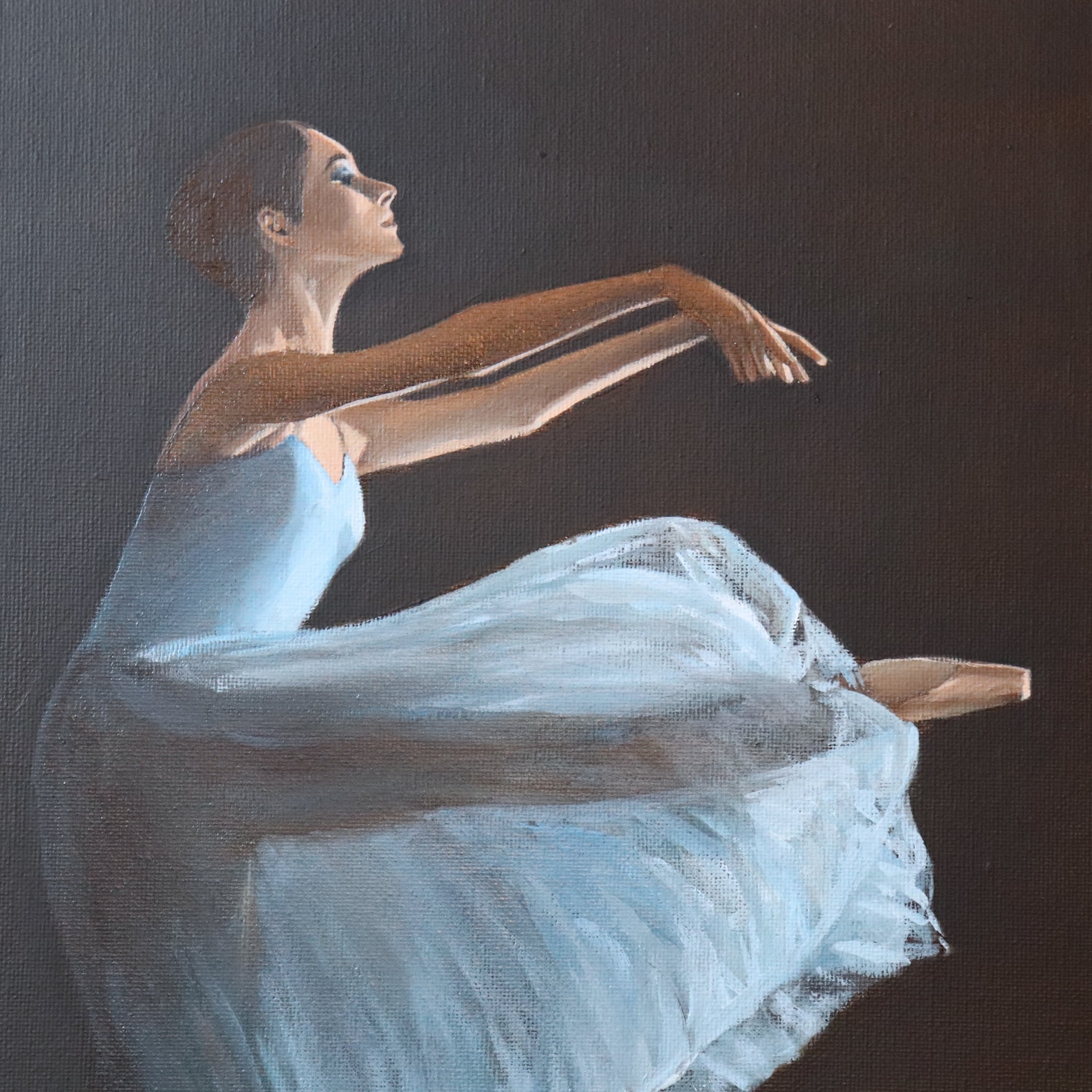 movement, portrait of a dancer, ballet, ballerina, young woman painting, original artwork, not print, nutcracker