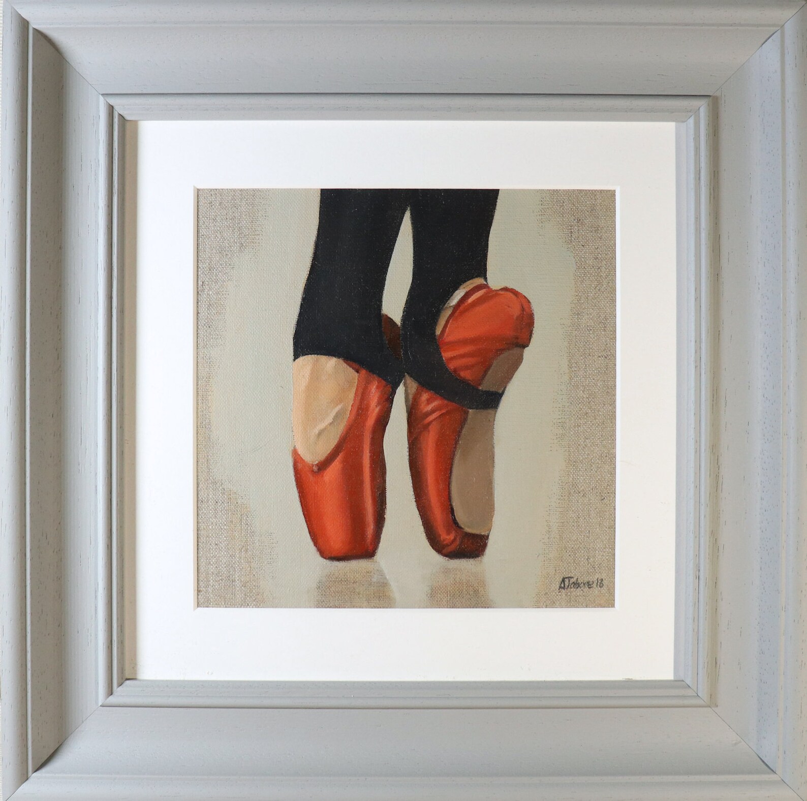 red ballet shoes, ballet painting, ballerina, dance, framed and ready to hang, wall decor, ballet shoes by gb artist alex jabore