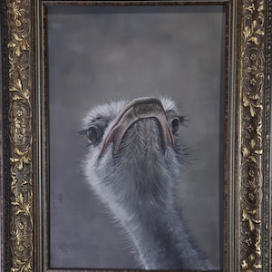 Original Strauß Ölgemälde - Gerahmte Vogel Wand Kunst - Handgemaltes Tier Dekor - Einzigartiges Wildtier Kunstwerk - Vogel Liebhaber Geschenk