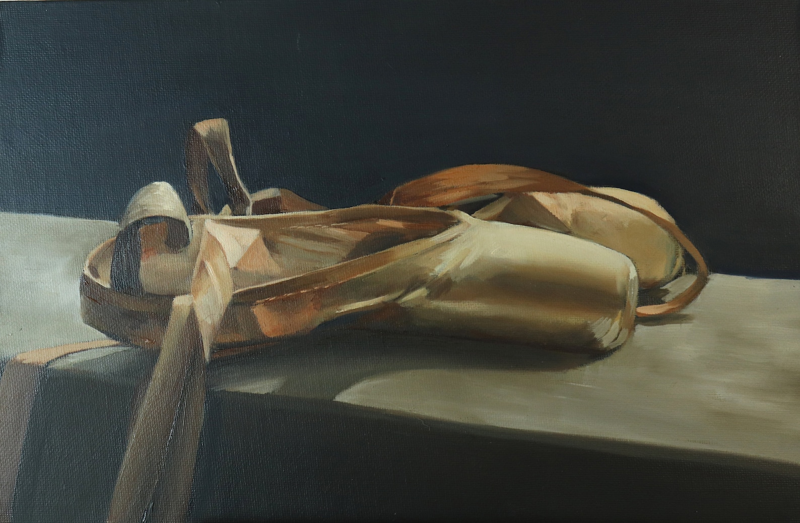 ballet shoes still life, blank greeting card, artwork print /birthday cards, ballet painting, tutu shoes art prints by uk artist