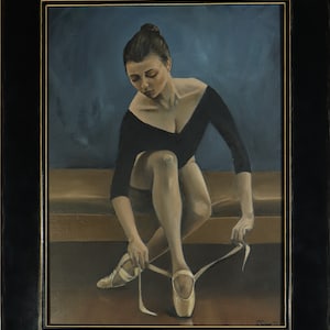 Tying the Knot, Dancer Portrait, Ballet Painting, Oil Figurative Art, Ballerina (2021)