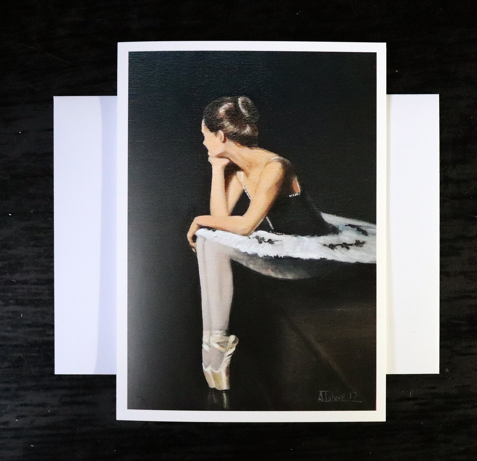 in the wings, blank greeting card, artwork print /birthday cards, young girl ballet painting, tutu shoes art prints by uk artist in the wings, blank greeting card, artwork print /birthday cards, young girl ballet painting, tutu shoes art prints by uk artist