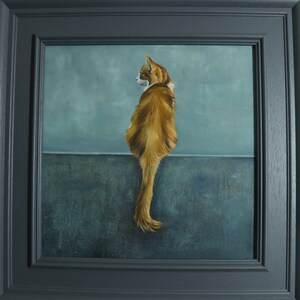 Gato en un retrato de pared, pintura de gatos, retrato de mascota, arte por Alex Jabore
