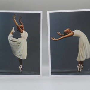 Biglietto di auguri vuoto della giovane ballerina, ballerino di danza classica su punta, stampa di opere d'arte del balletto // Biglietti di compleanno, stampe artistiche, saluti dell'artista britannico