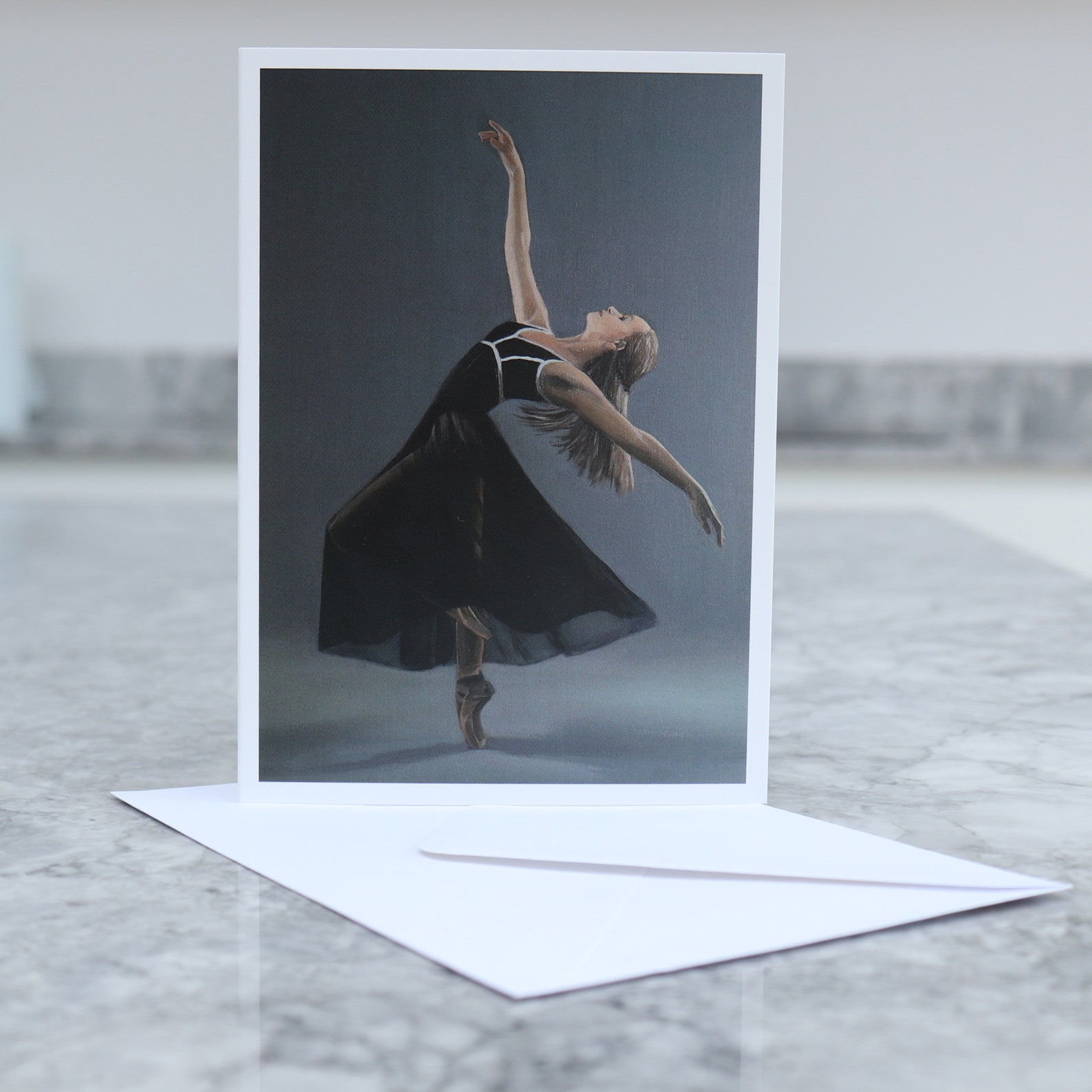 ballet pirouette on pointe, dancer artwork print / birthday cards, christmas art prints based on original artwork uk artist alex