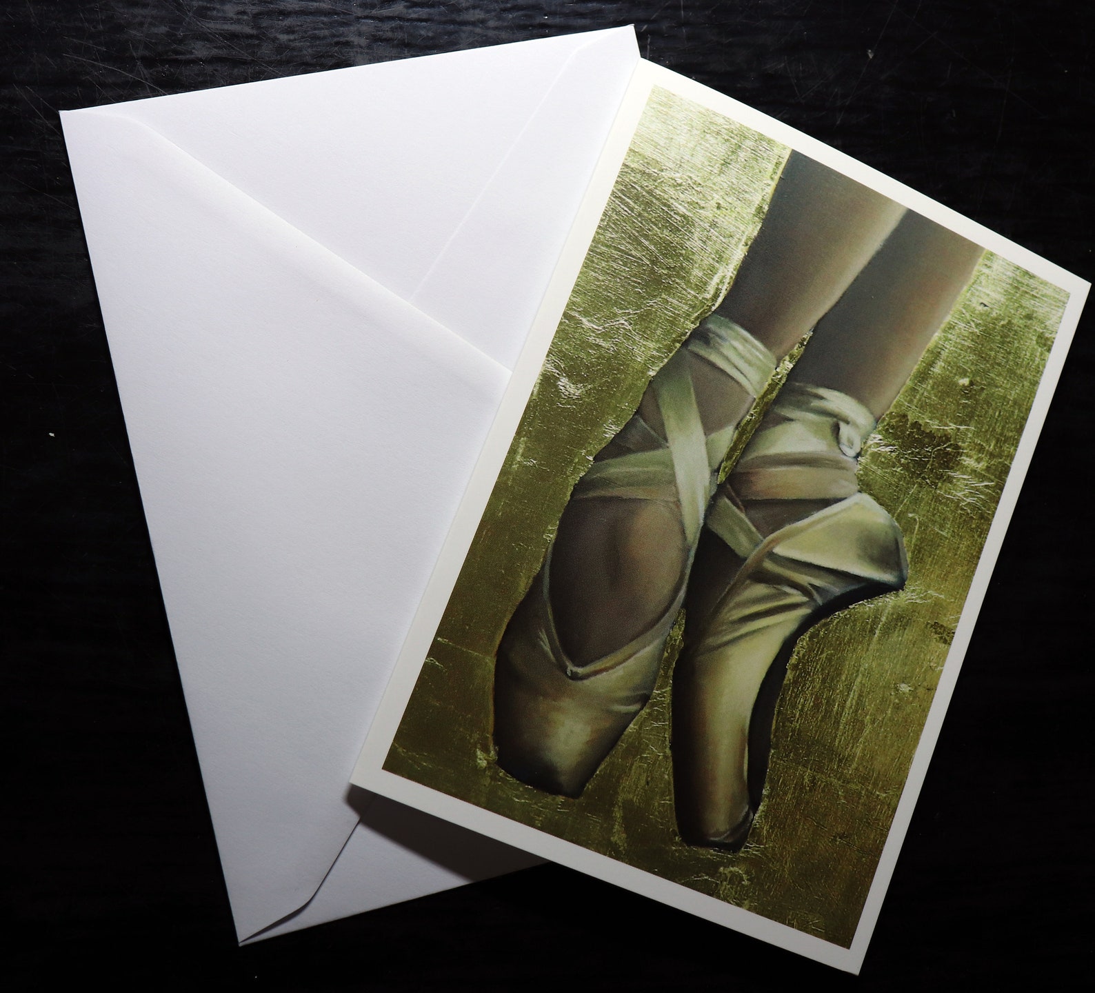 blank greeting card pointe feet, ballet shoes dancer on pointe, ballerina artwork print / birthday cards, art prints, greetings
